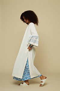 KIMONO ATTICO (WHITE/BLUE EMBROIDERED)