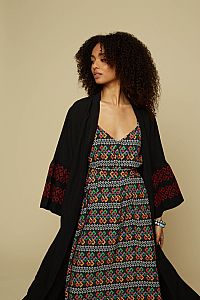 KIMONO ATTICO (BLACK/RED EMBROIDERED)