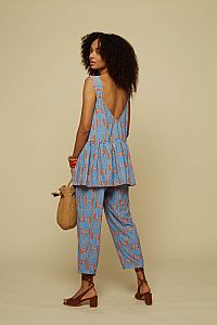 HENIOCHUS PANTS (BLUE GEO PEOPLE PRINT)