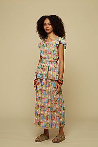 TECTON SKIRT (PINK ABSTRACT LABYRINTH PRINT)