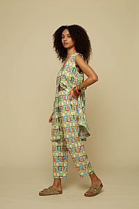 HENIOCHUS PANTS (BEIGE ABSTRACT LABYRINTH PRINT)