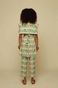 HENIOCHUS PANTS (BEIGE ABSTRACT LABYRINTH PRINT)