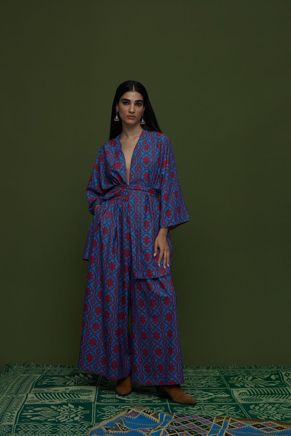 SAITA PANTS (TSAKONIA BLUE&RED PRINT)