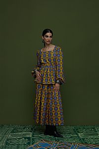 ARGALIOS SKIRT (LEONIDIO MUSTARD PRINT)