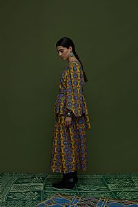 ARGALIOS SKIRT (LEONIDIO MUSTARD PRINT)