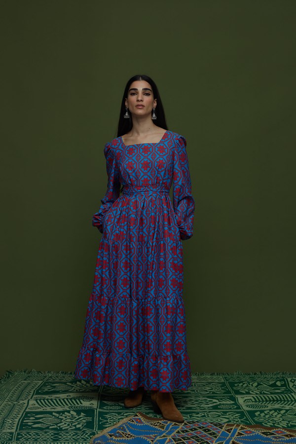 ARGALIOS MAXI DRESS (TSAKONIA BLUE&RED PRINT)