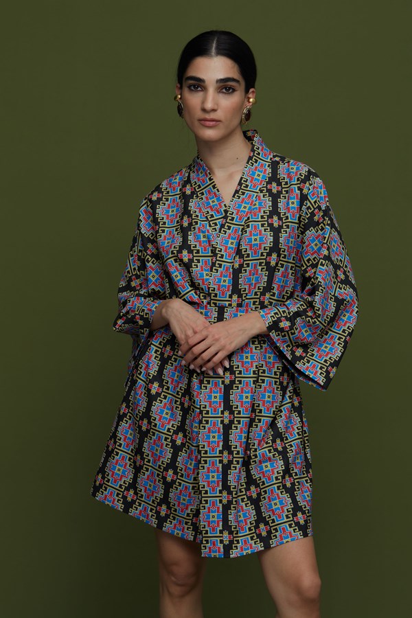 SAITA KIMONO/DRESS (LEONIDIO BLACK PRINT)