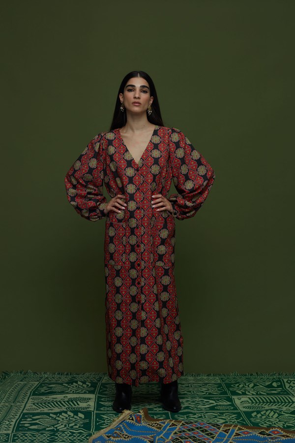 STIMONI MAXI DRESS (KYNOURIA BLACK PRINT)