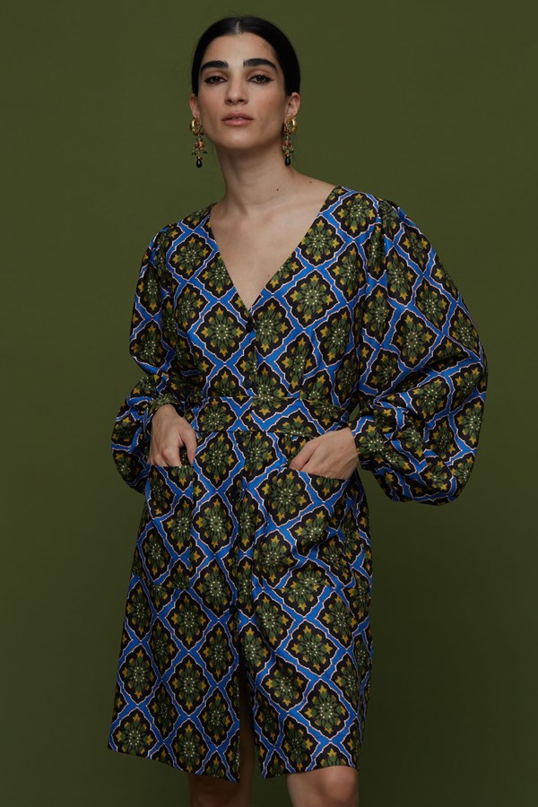 IFADI MINI DRESS (TYROS BLUE PRINT)