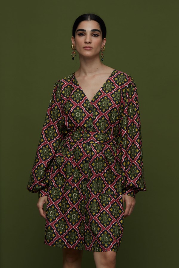 IFADI MINI DRESS (TYROS BORDEAUX PRINT)