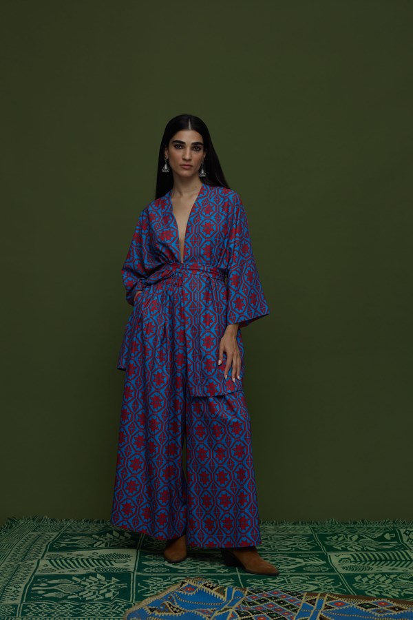 SAITA PANTS (TSAKONIA BLUE&RED PRINT)