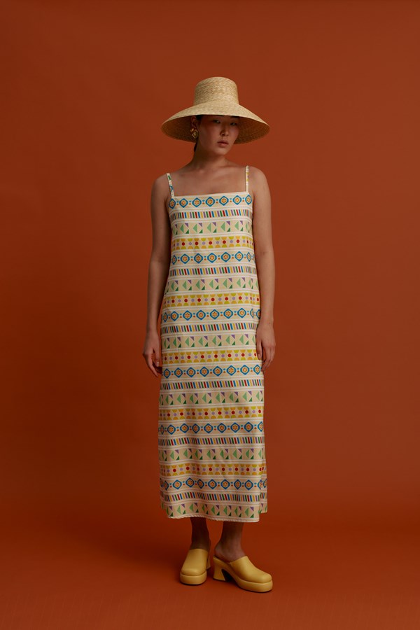 LITHI Maxi Dress (Pyrgousika Multi Beige)