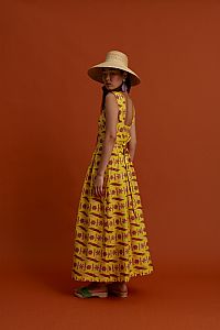 KARDAMYLA Maxi Dress (Pyrgousika lime&brown)