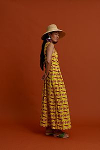 KARDAMYLA Maxi Dress (Pyrgousika lime&brown)