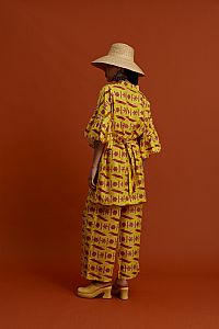 AVGONYMA Mini DRESS/KIMONO (Pyrgousika lime&brown)