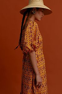 KALAMOTI Maxi Dress (Pyrgousika brown/orange)