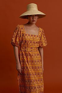 KALAMOTI Maxi Dress (Pyrgousika brown/orange)