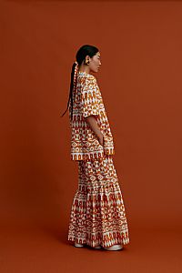 ANAVATOS Pants (White motifs orange)