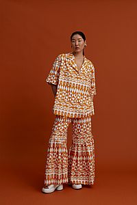 ANAVATOS Pants (White motifs orange)