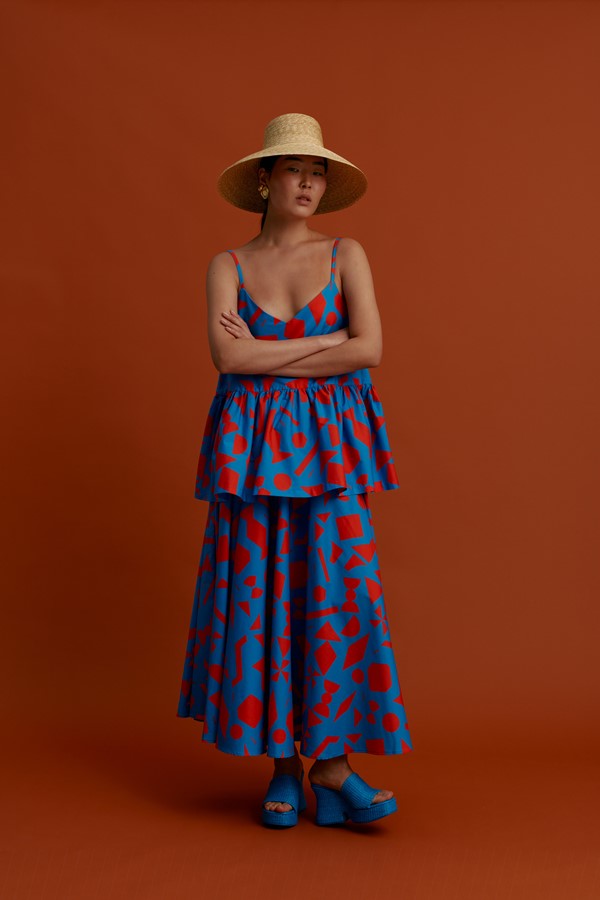 VIKI Maxi Skirt (Pyrgousika logo blue)