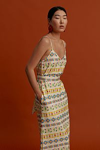MARKELLA Maxi Dress(Pyrgousika Multi Beige)