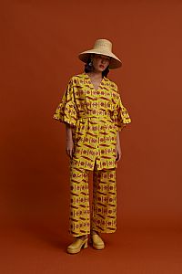 VOLISSOS Pants (Pyrgousika lime&brown)