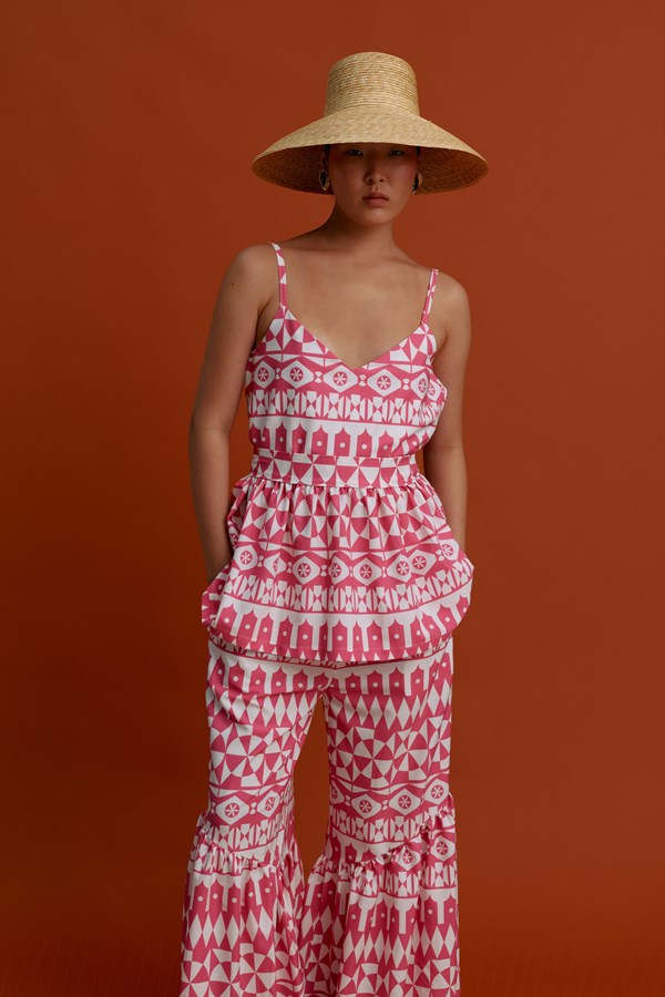 LAGADA Top (White motifs pink)