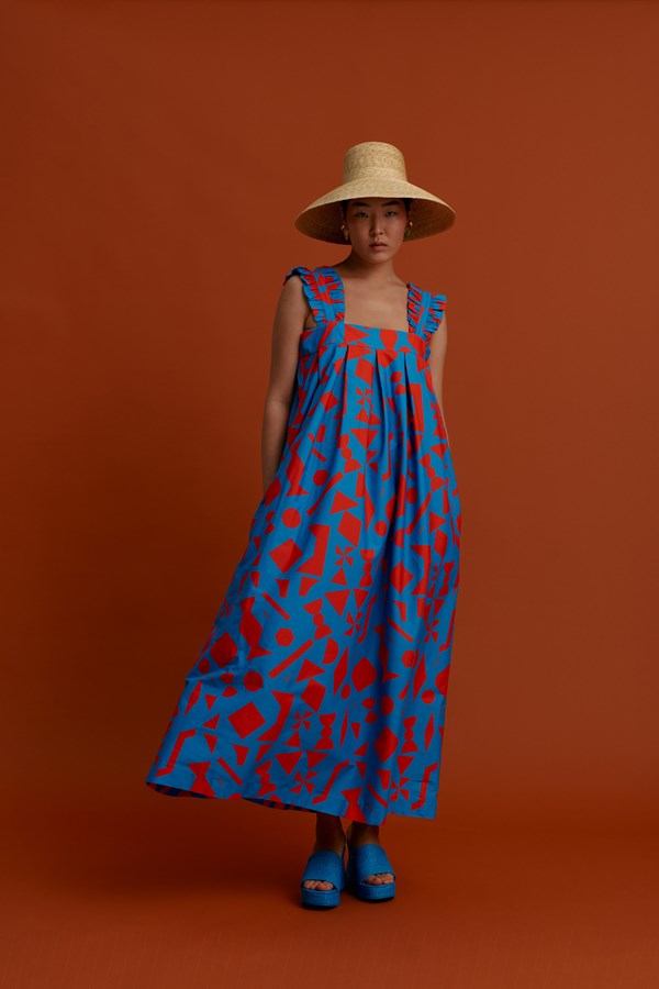 VROULIDIA Maxi Dress (Pyrgousika logo in blue)