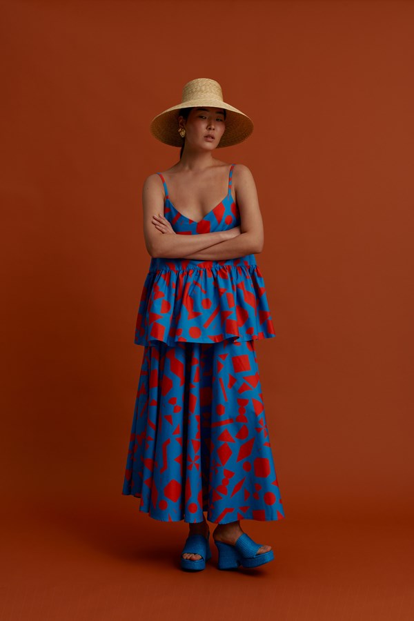VIKI Maxi Skirt (Pyrgousika logo blue)