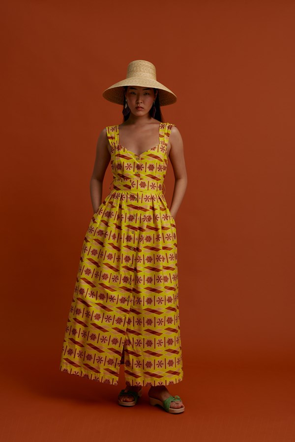 KARDAMYLA Maxi Dress (Pyrgousika lime&brown)