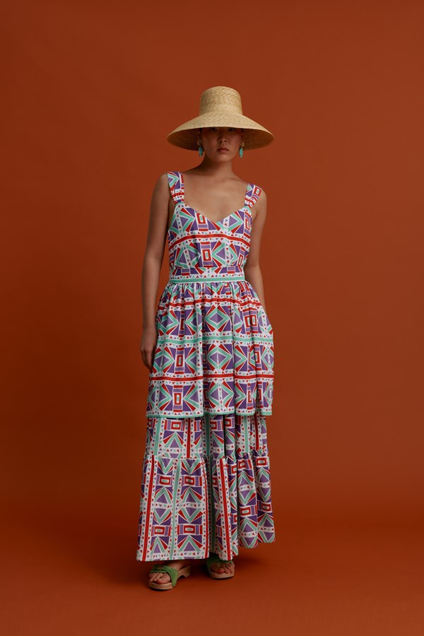 DYNAMI Maxi Skirt (Pyrgousika Deconstructed purple/red)