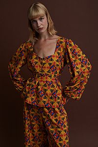 NYMFAIO TOP (LECHOVO MUSTARD PRINT)