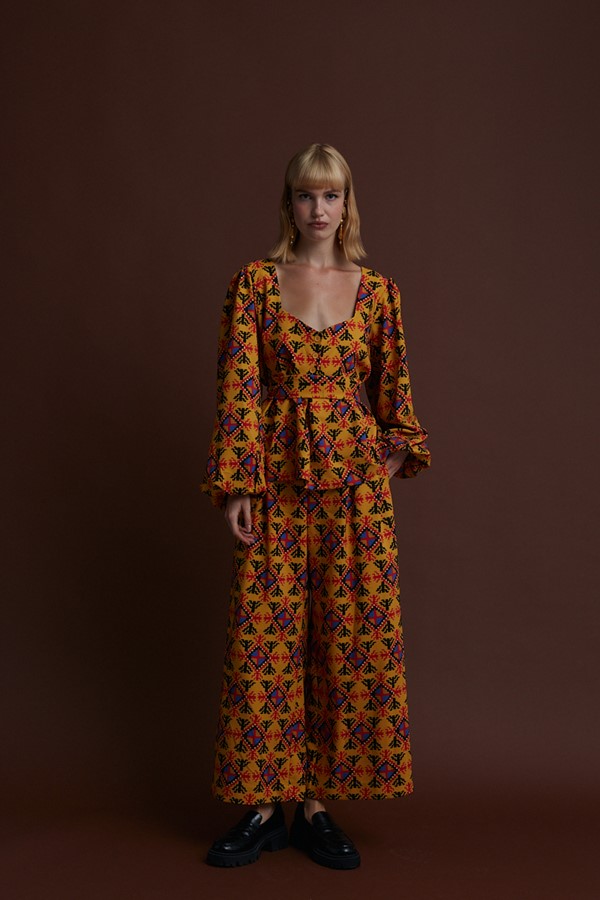ALIAKMONAS PANTS (LECHOVO MUSTARD PRINT)