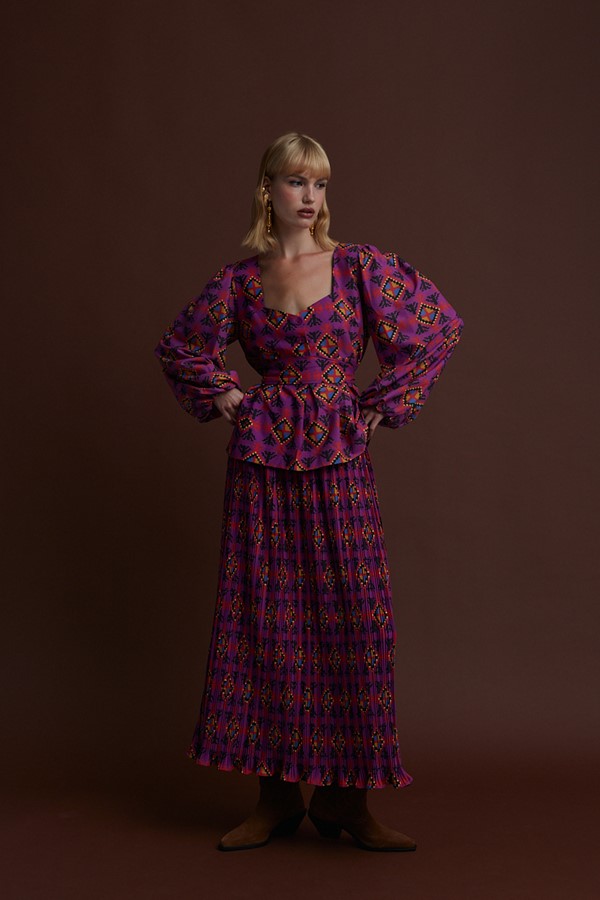 VASILITSA MAXI SKIRT (LECHOVO MAUVE PRINT)