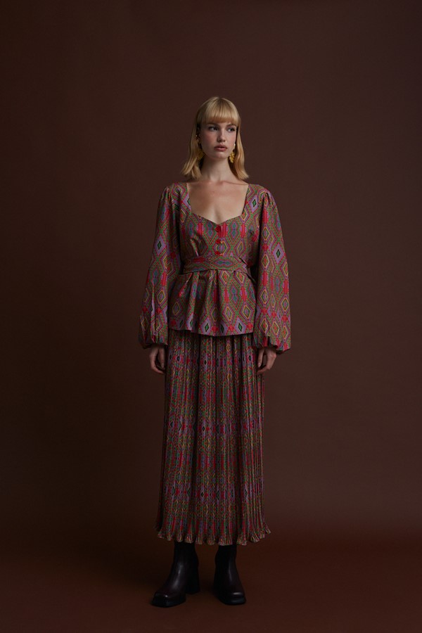 VASILITSA MAXI SKIRT (FOUTA RED PRINT)