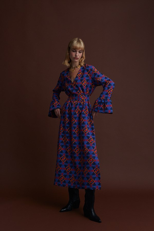 VEGORITIDA MAXI DRESS (LECHOVO BLUE PRINT)