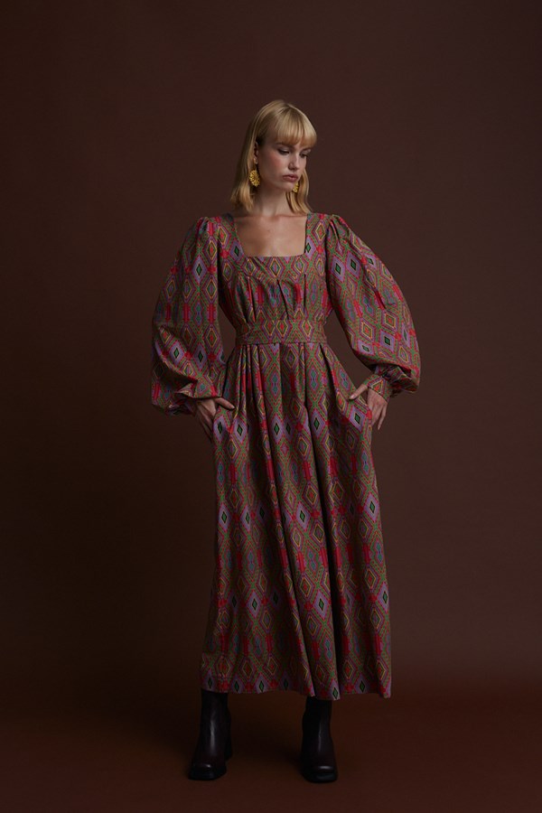 ACHILLEION MAXI DRESS (FOUTA RED PRINT)