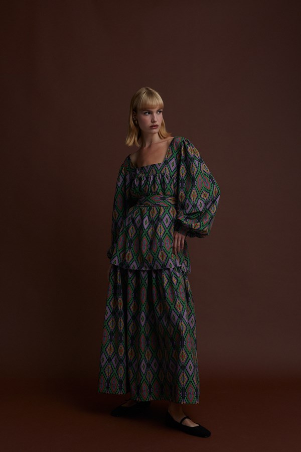 PSARADES MAXI DRESS (FOUTA BLACK PRINT)