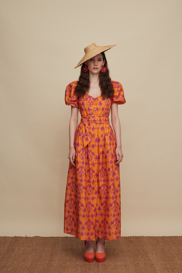 HERAKLEIO MAXI DRESS (PANDA ORANGE PRINT)