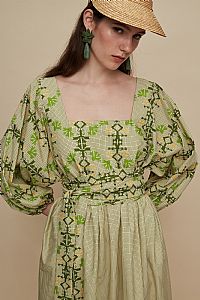 RETHYMNO MAXI DRESS (KOUSKOUSES GREEN PRINT)