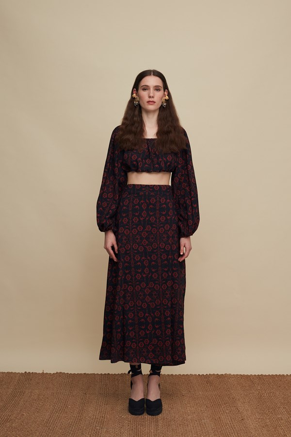 ANOGIA SKIRT (TREE OF LIFE B/R PRINT)