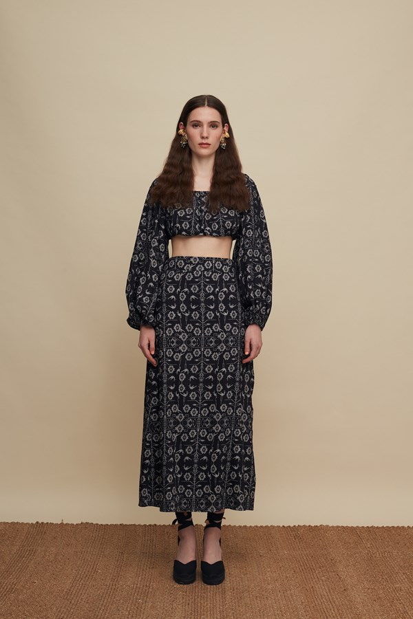 ANOGIA SKIRT (TREE OF LIFE B/W PRINT)