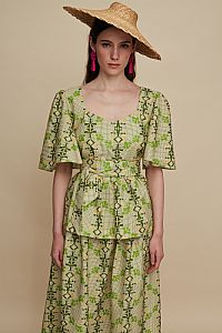 PYRGOS TOP (KOUSKOUSES GREEN PRINT)