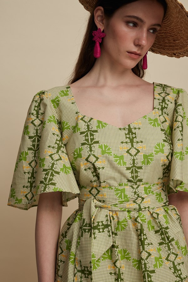 PYRGOS TOP (KOUSKOUSES GREEN PRINT)