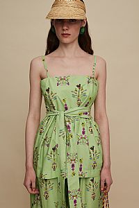 KISSAMOS TOP (VIVID GREEN BIRD PRINT)