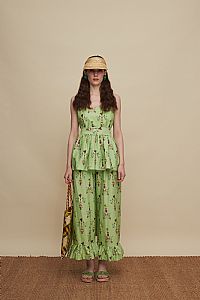 KISSAMOS TOP (VIVID GREEN BIRD PRINT)