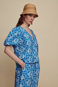 KASTELI SHIRT (VOURIA WHITE/BLUE PRINT)