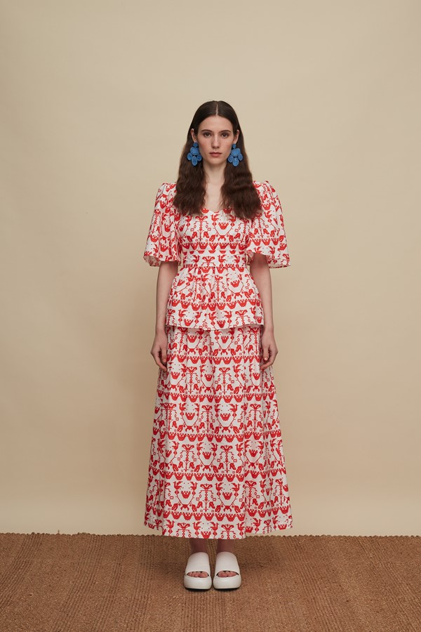 AMNISOS MAXI SKIRT (BIRDS COMPLEX PRINT)