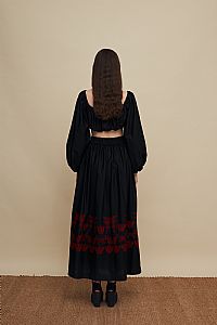 AMNISOS MAXI SKIRT (BLACK EMBROIDERED)