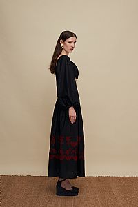 AMNISOS MAXI SKIRT (BLACK EMBROIDERED)